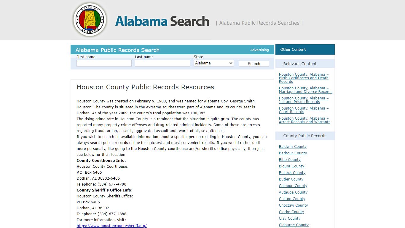 Houston County Public Records Resources | Alabama - AL Search